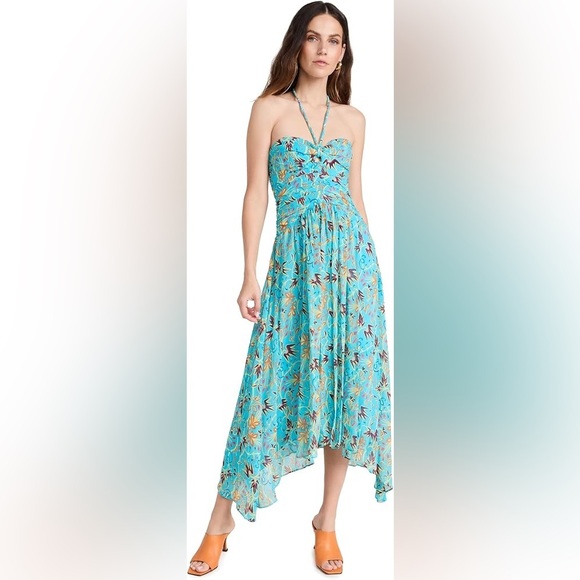 A.L.C. NWT handkerchief hem midi halter dress silk - Picture 5 of 12